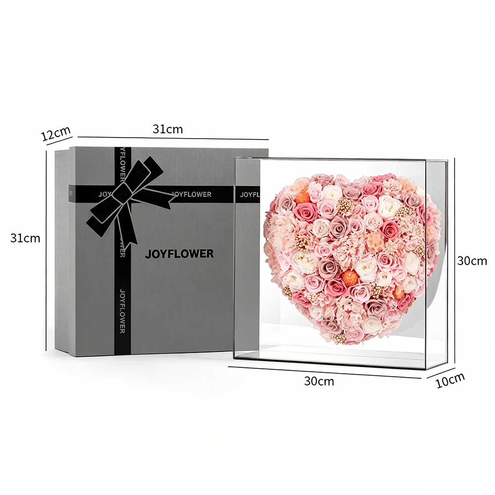 Flowerva Mirrored Heart Bloom Keepsake Box Premium Decor