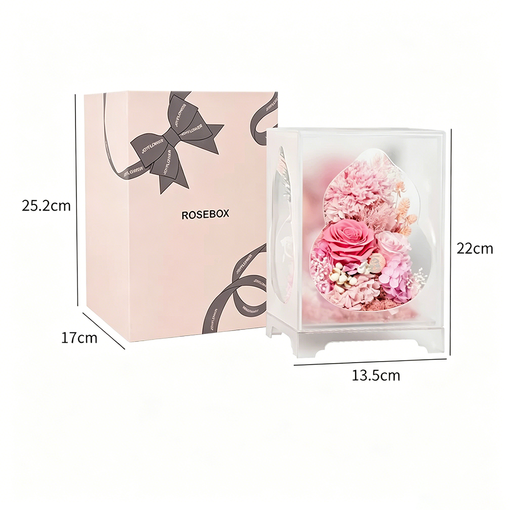 Flowerva Preserved Carnation Acrylic Mirror Box Premium Decor