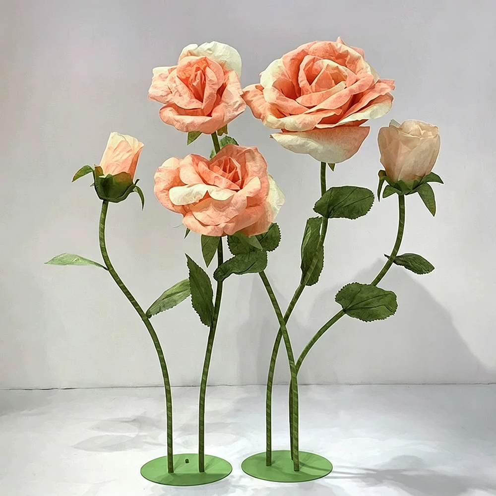 Flowerva Orange Rose Verdant Cluster Premium Decor