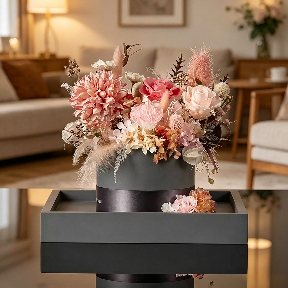 Flowerva Neutral-Tone Dried Arrangement Premium Decor