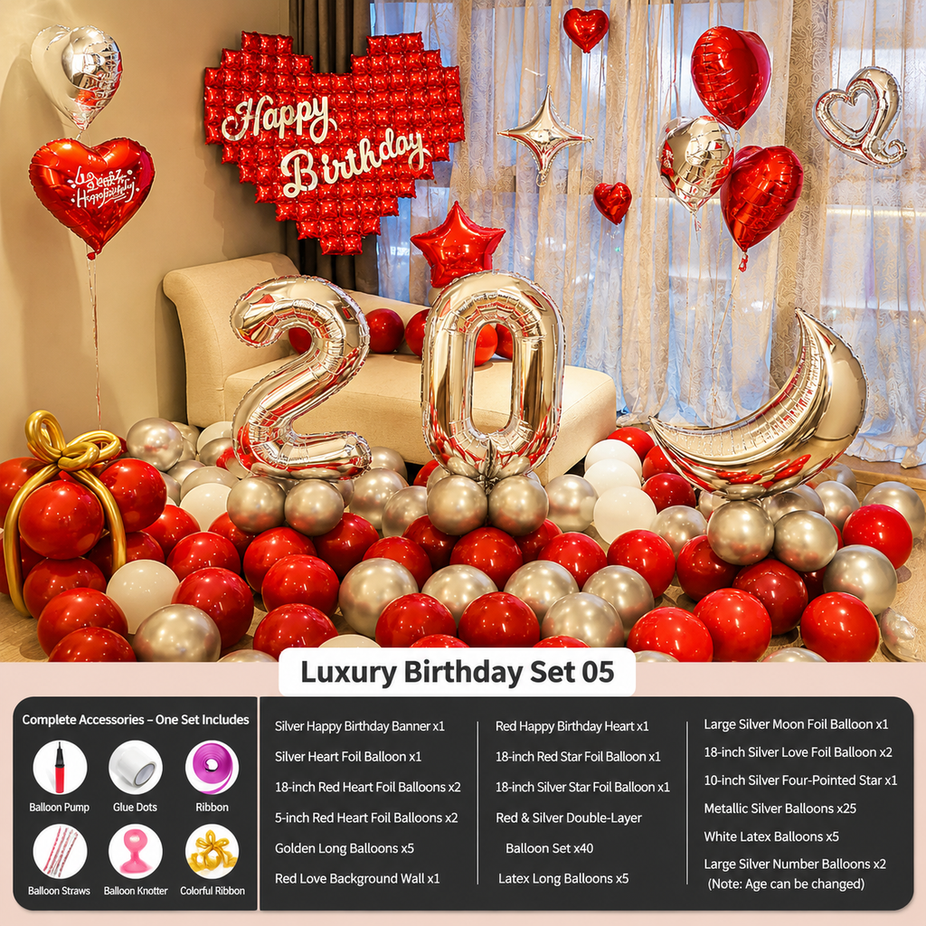 Flowerva Birthday Party Balloon Set Atmosphere Scene Decoration