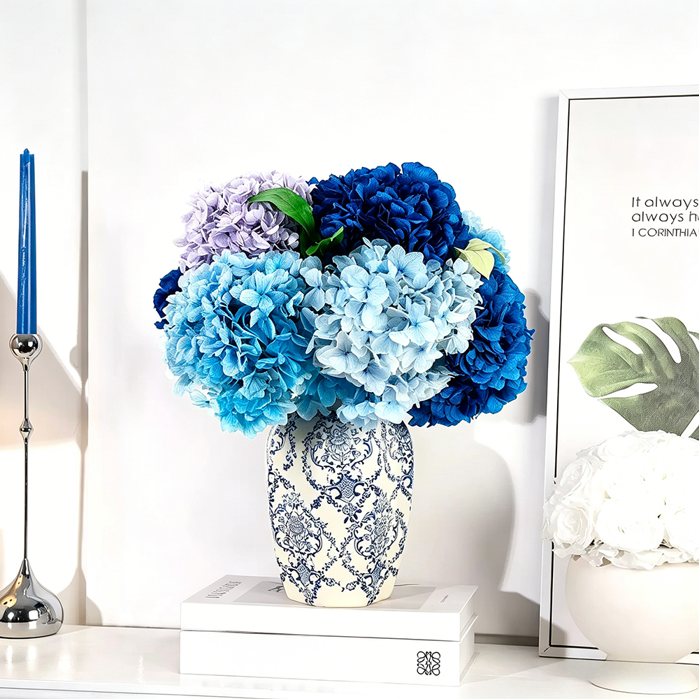 Flowerva Hydrangea Vase Arrangement Premium Decor