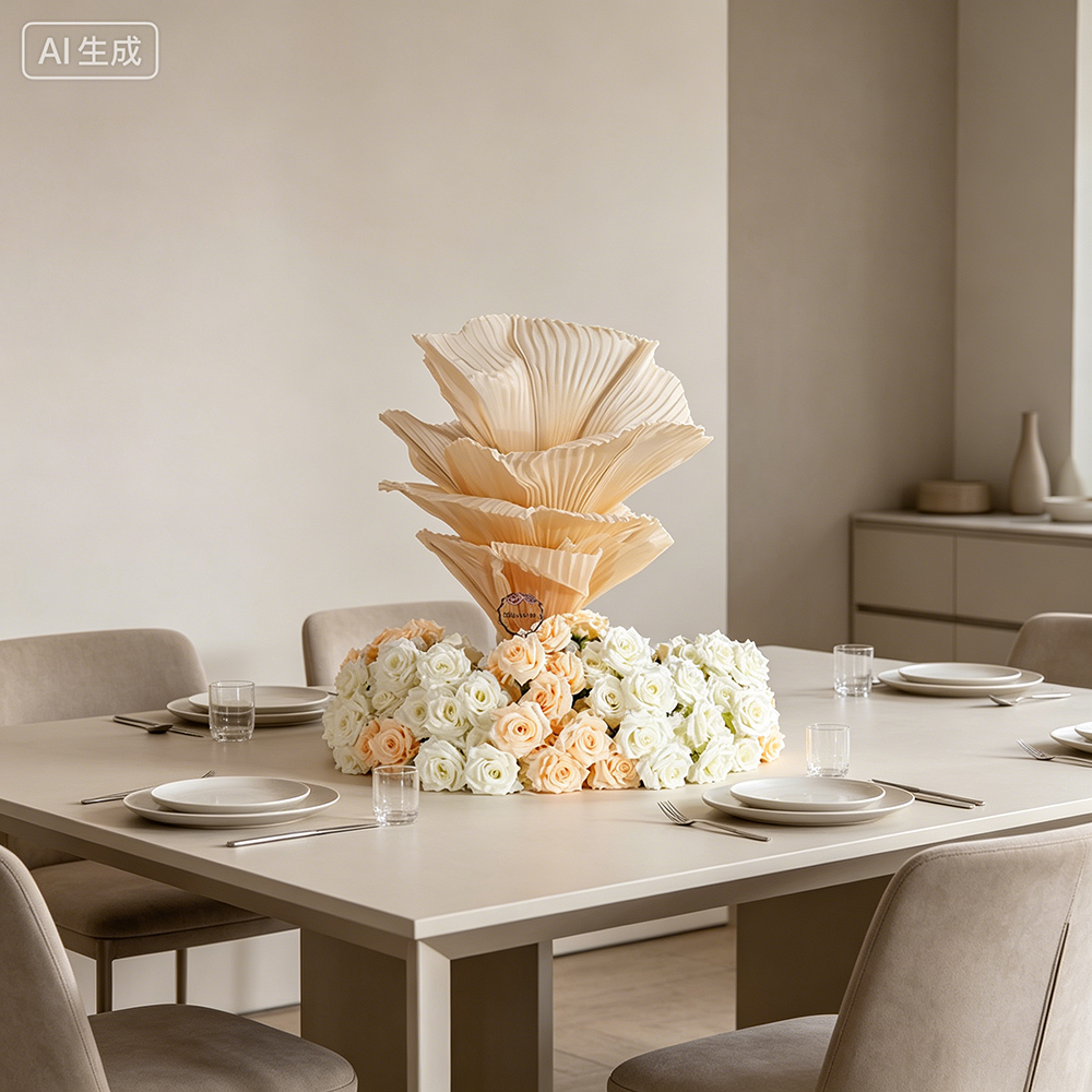 Flowerva Champagne Aura Pleat Table Flower