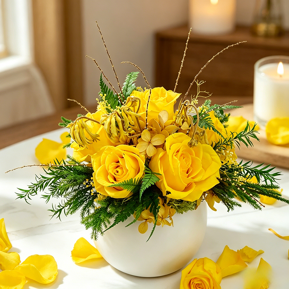 Flowerva Full-Bloom Compact Arrangement Premium Decor