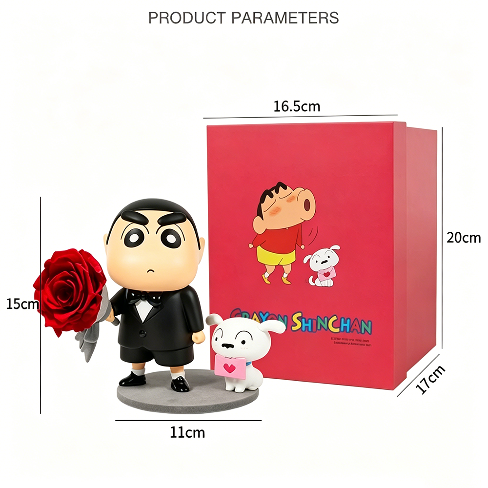 Flowerva Crayon Shin-chan Rose Keepsake Figurine Premium Decor