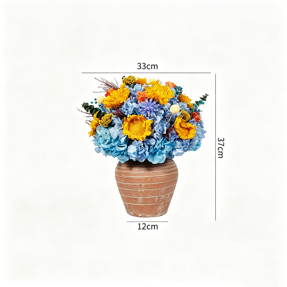 Flowerva Sunflower Terracotta Vase Arrangement Premium Decor