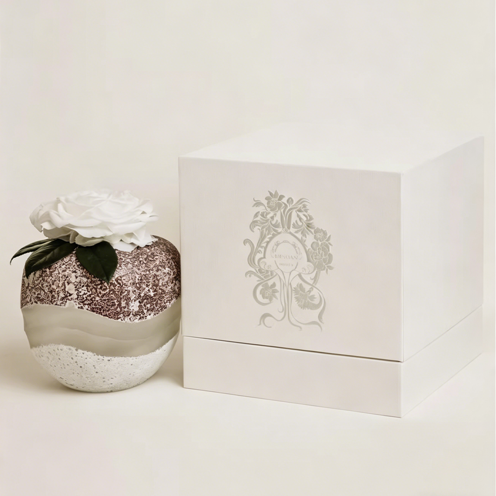 Premium Eternal Rose Marble Glass Vase Gift Box