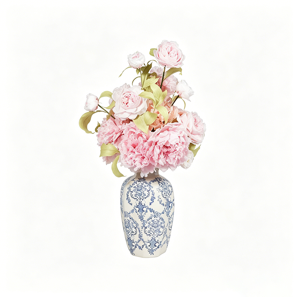 Flowerva Chinoiserie Vase Rose Arrangement Premium Decor