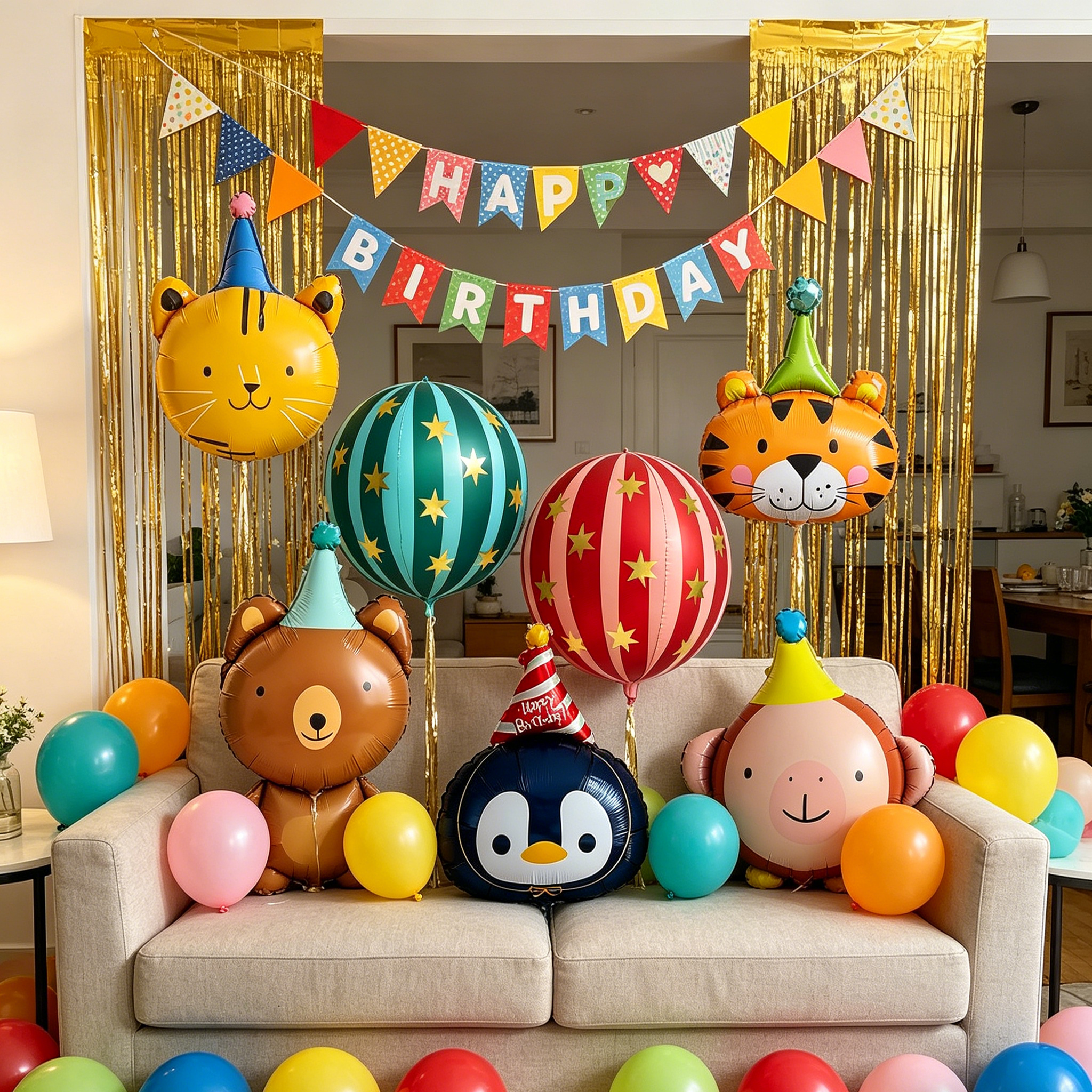 Flowerva Cartoon Creative Animal Foil Balloons Kids Birthday Party Scene Decoration
