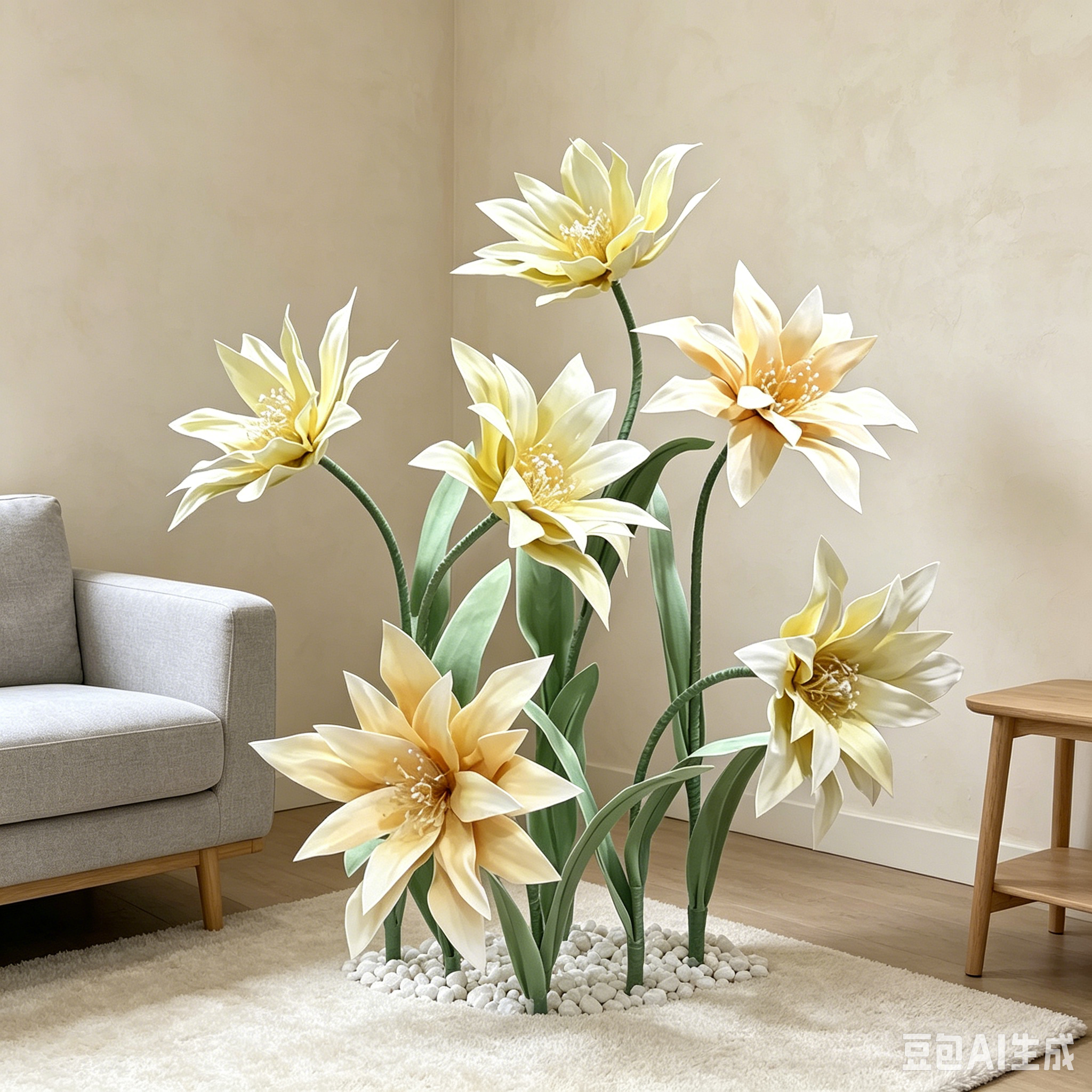 Flowerva Cream Star Bloom Premium Decor