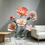 Flowerva Coral Poppy Sheer Bloom Premium Decor