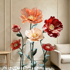 Flowerva Coral Poppy Sheer Bloom Premium Decor