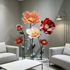 Flowerva Coral Poppy Sheer Bloom Premium Decor