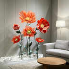 Flowerva Coral Poppy Sheer Bloom Premium Decor
