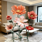 Flowerva Coral Poppy Sheer Bloom Premium Decor
