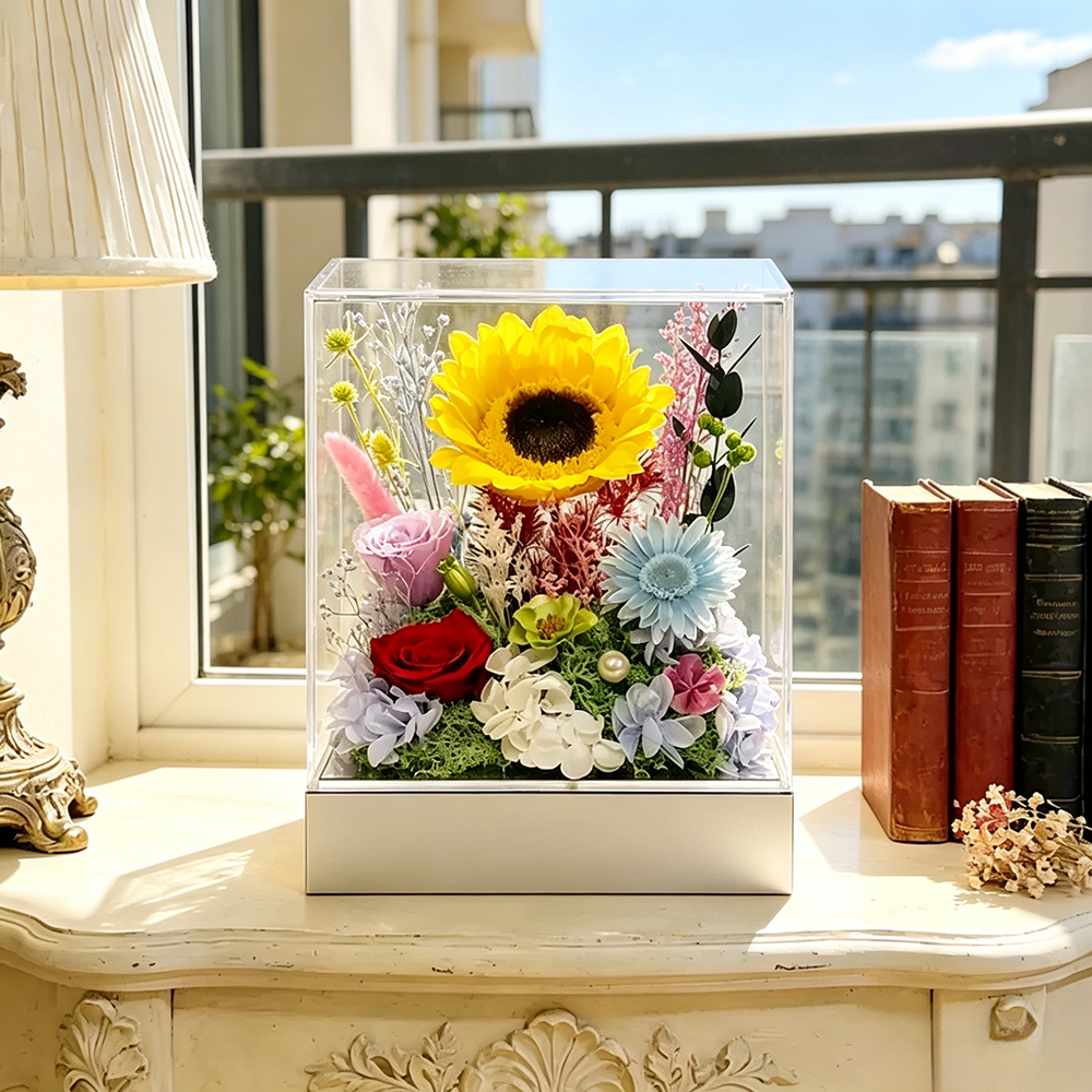 Flowerva Radiant Bloom Acrylic Display Premium Decor
