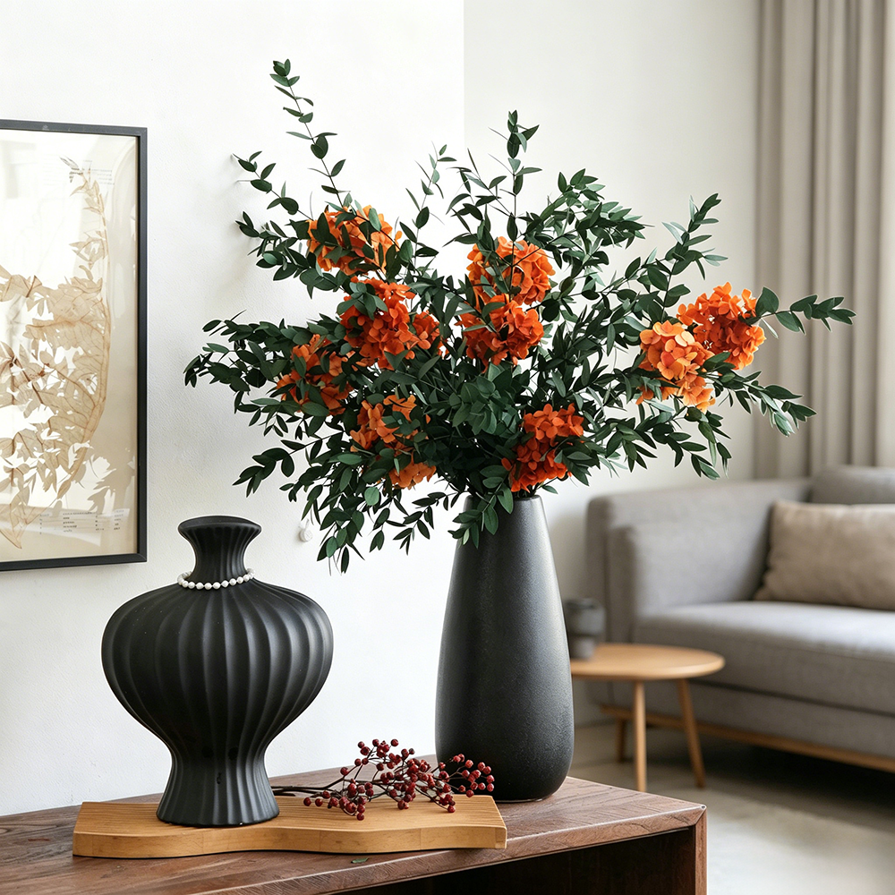 Flowerva Lush Foliage Vase Arrangement Premium Decor