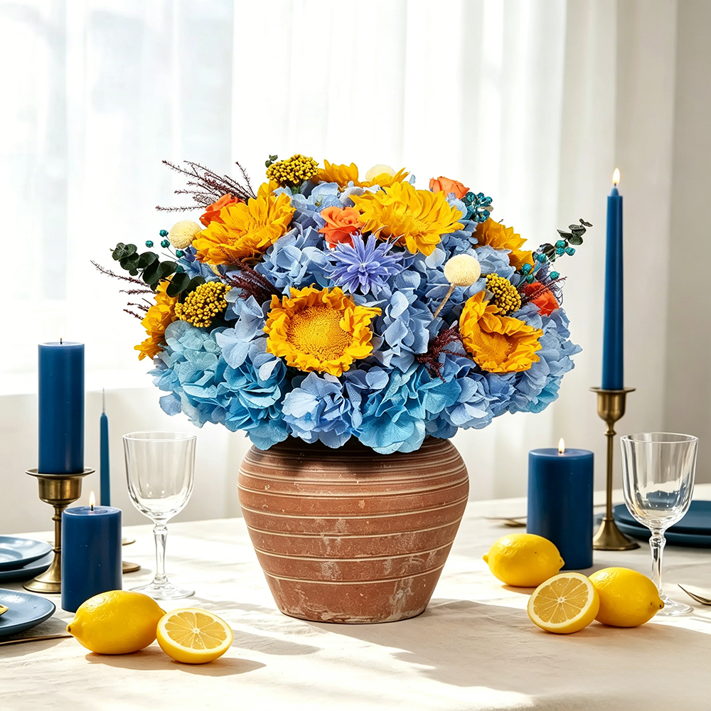 Flowerva Sunflower Terracotta Vase Arrangement Premium Decor