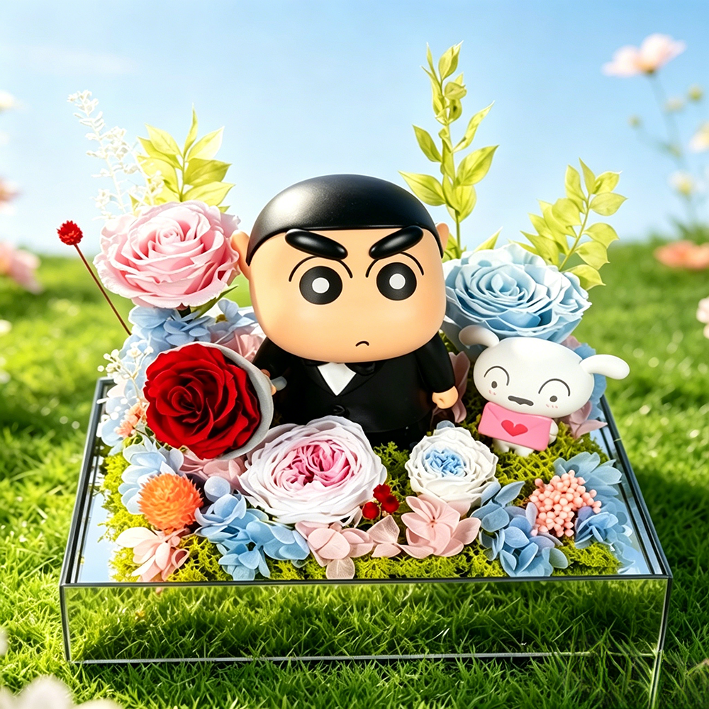 Flowerva Crayon Character Preserved Flower Box Premium Decor