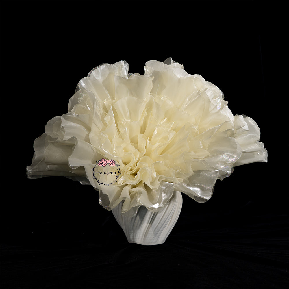 Flowerva Champagne Pearl Shimmer Ruffle Fabric Decor