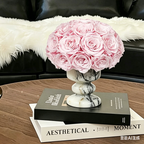 Flowerva Dome Rose Marble Vase Arrangement Premium Decor