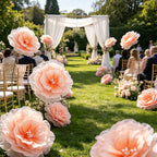 Flowerva Peach Tulle-Trimmed Premium Flower