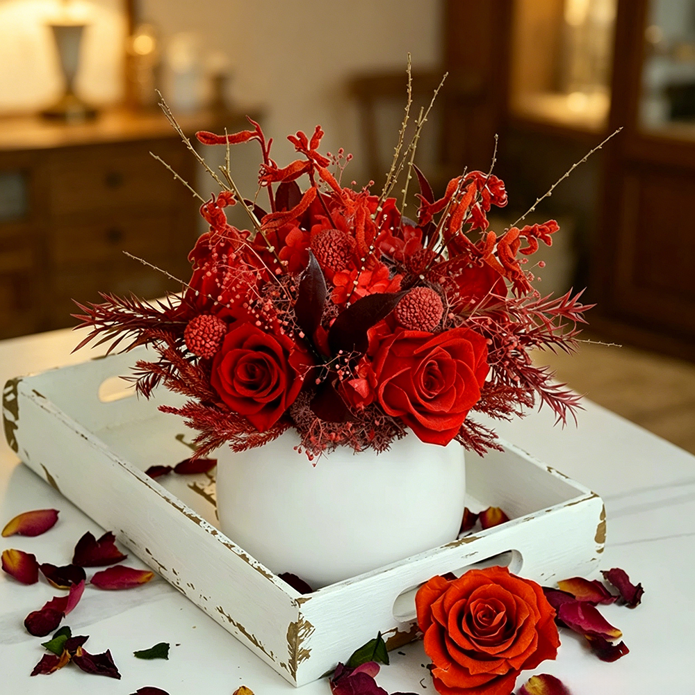 Flowerva Full-Bloom Compact Arrangement Premium Decor