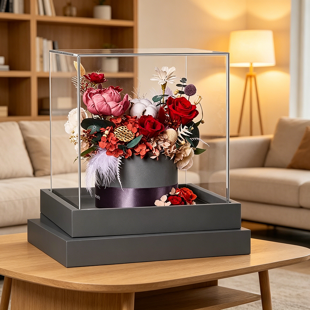 Flowerva Ruby & Burgundy Rich-Tone Centerpiece Premium Decor