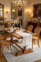 Flowerva  Vintage Black Lace Table Runner — Elegant French Gothic Style