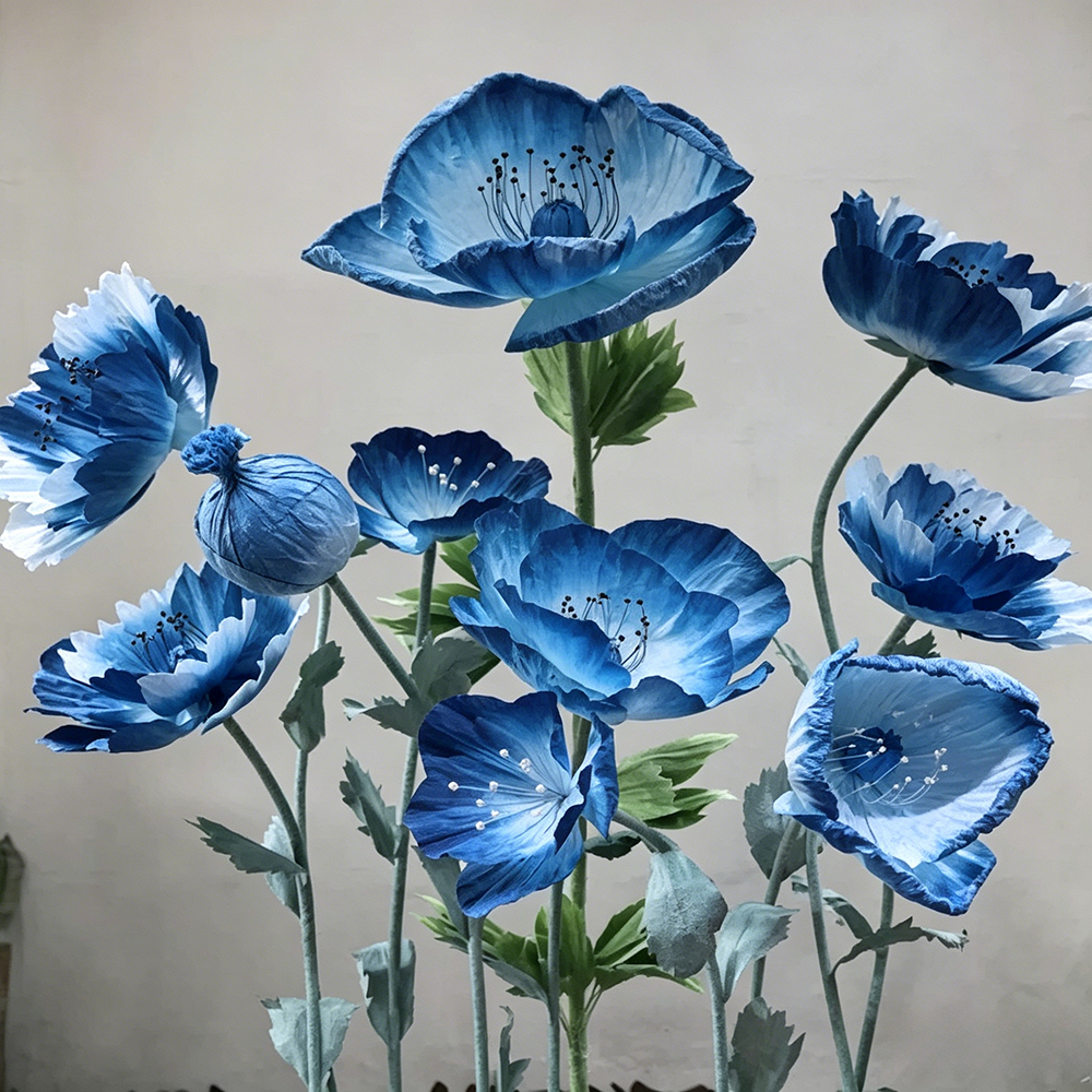 Flowerva Azure Poppy Bloom Premium Decor