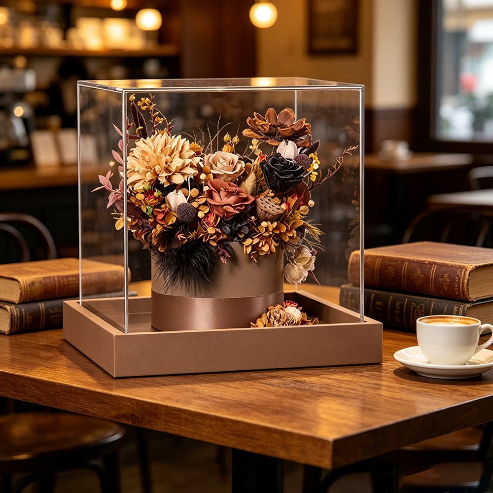 Flowerva Taupe & Espresso Earth-Tone Centerpiece Premium Decor