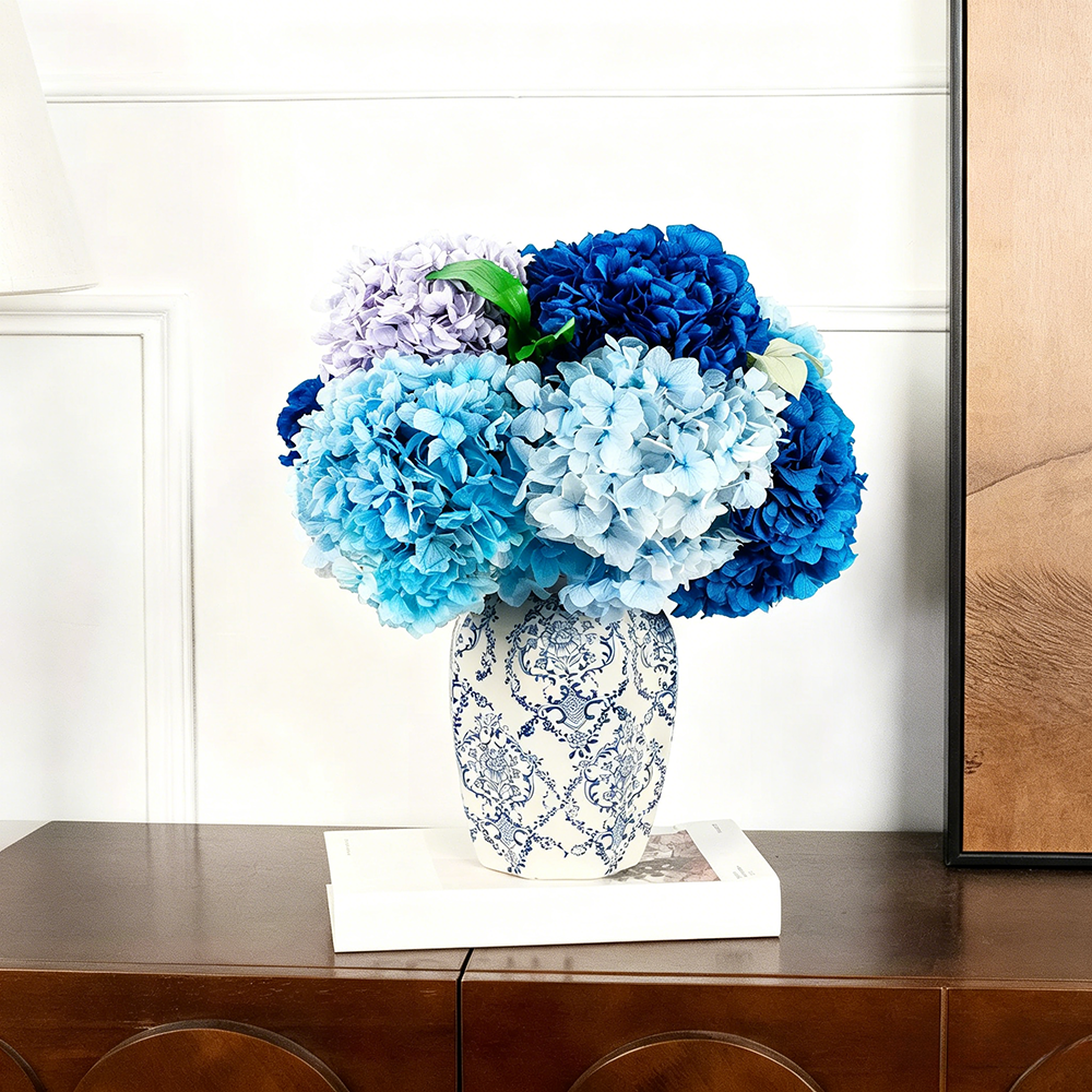 Flowerva Hydrangea Vase Arrangement Premium Decor