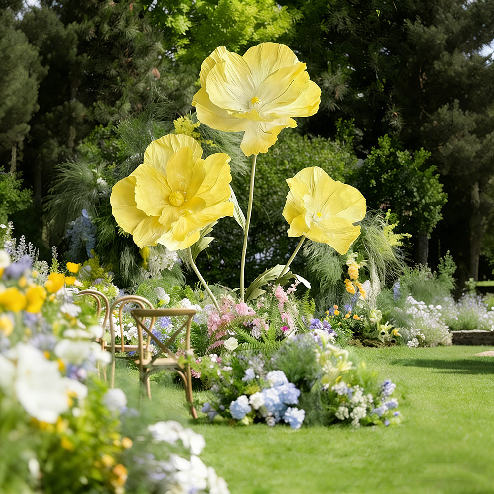 Flowerva Luxe Couture Ruffled Poppy Yellow Art Installation
