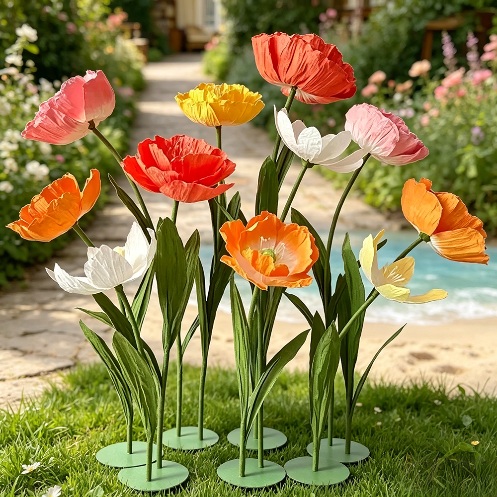 Flowerva Standing Poppy Aura Sculpture Premium Decor