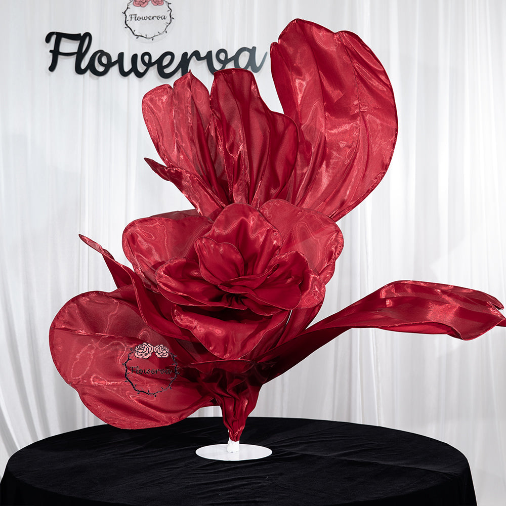 Flowerva Crimson Dream  Floral Heart Silk Textured Table Flower