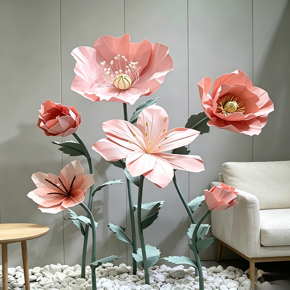 Flowerva Coral Poppy Sheer Bloom Premium Decor