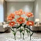 Flowerva Coral Poppy Sheer Bloom Premium Decor