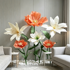 Flowerva Coral Poppy Sheer Bloom Premium Decor