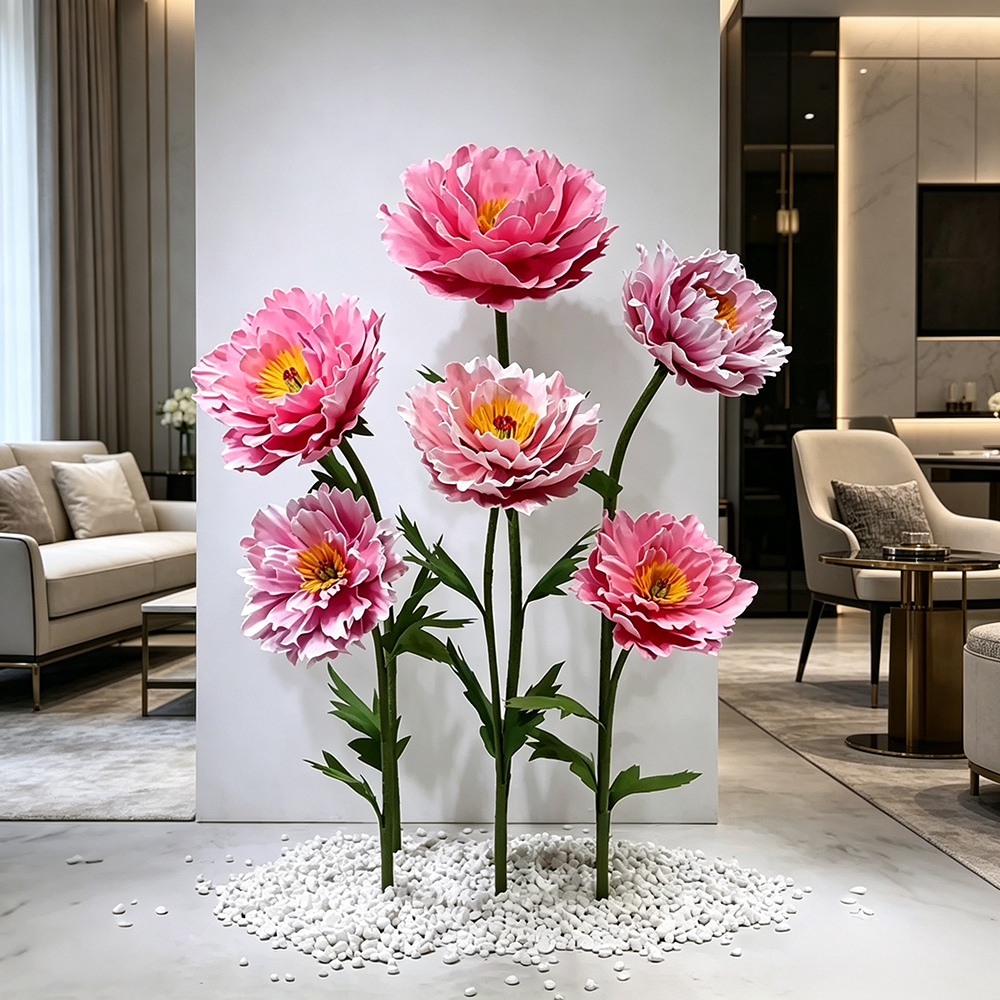 Flowerva Coral Peony Bloom Premium Decor