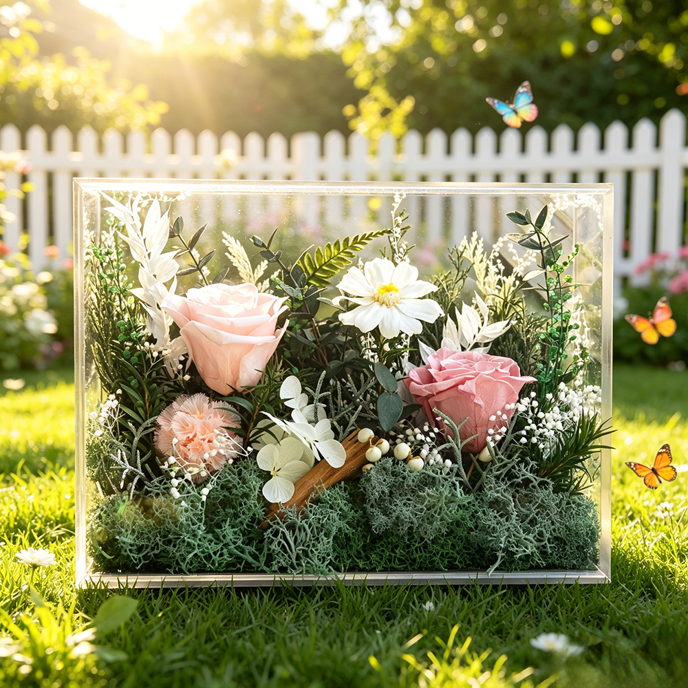 Flowerva Sunlit Botanical Acrylic Display Premium Decor