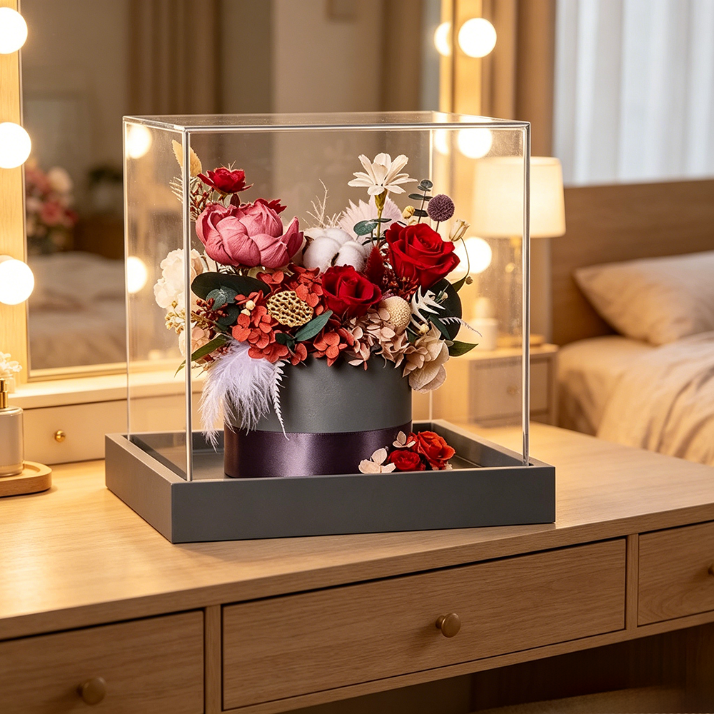 Flowerva Ruby & Burgundy Rich-Tone Centerpiece Premium Decor