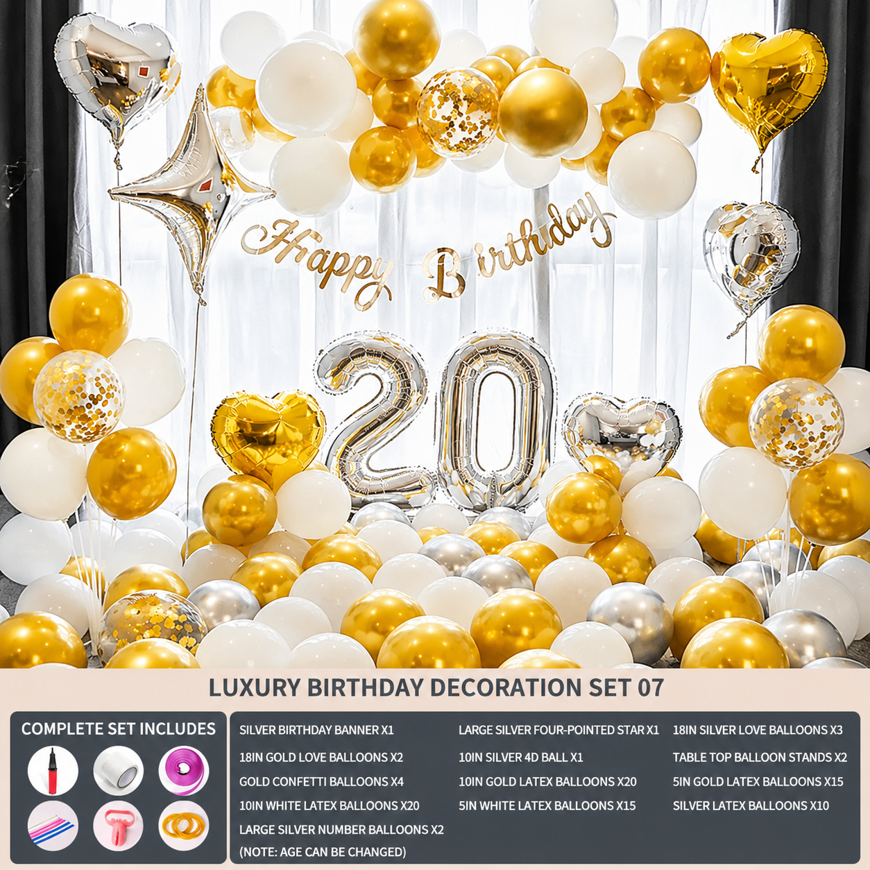 Flowerva Birthday Party Balloon Set Atmosphere Scene Decoration