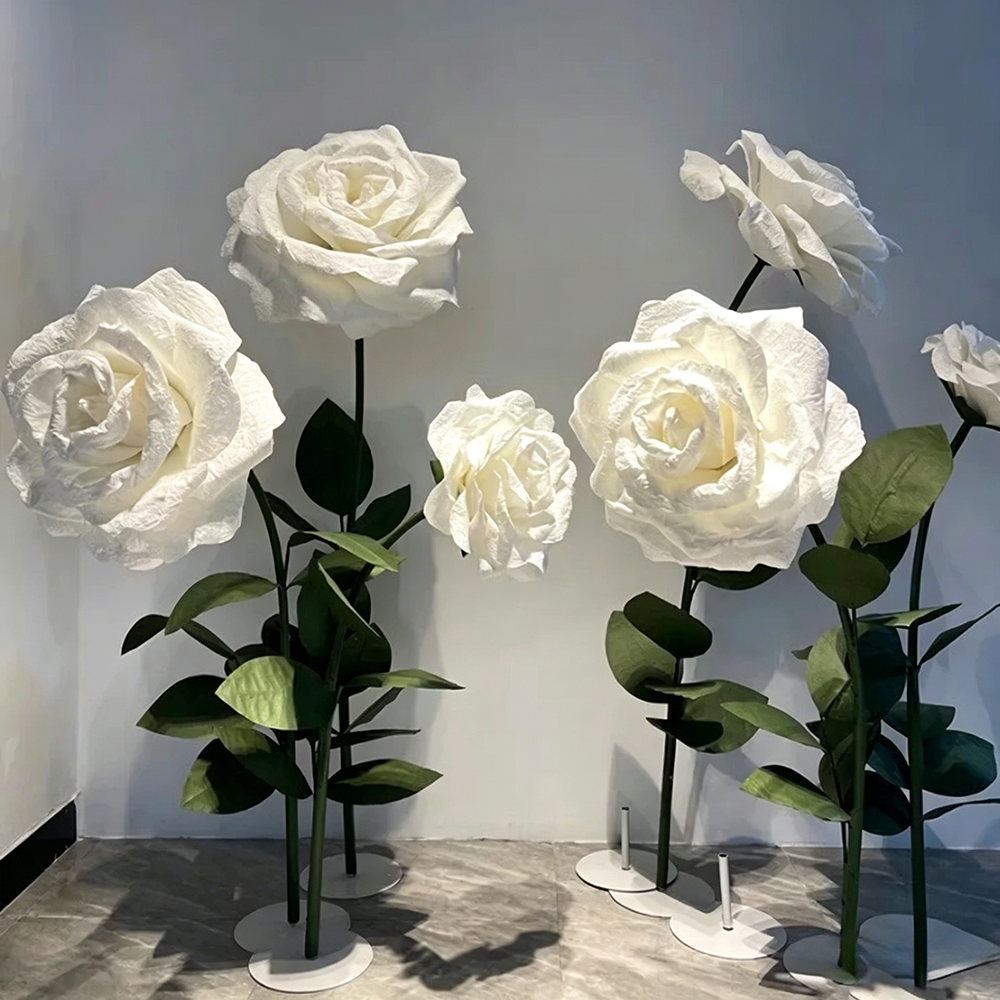 Flowerva White Rose Chroma Cluster Premium Decor