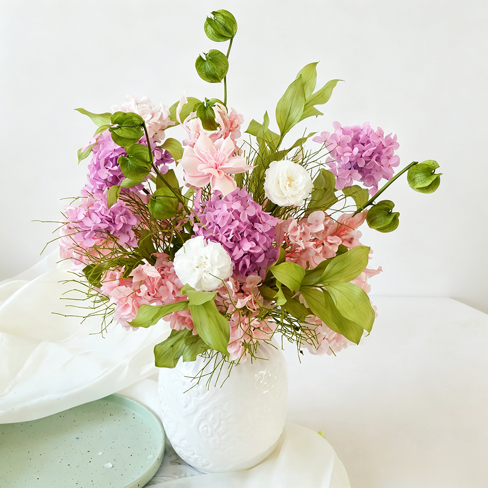 Flowerva Soft Everlasting Vase Arrangement Premium Decor