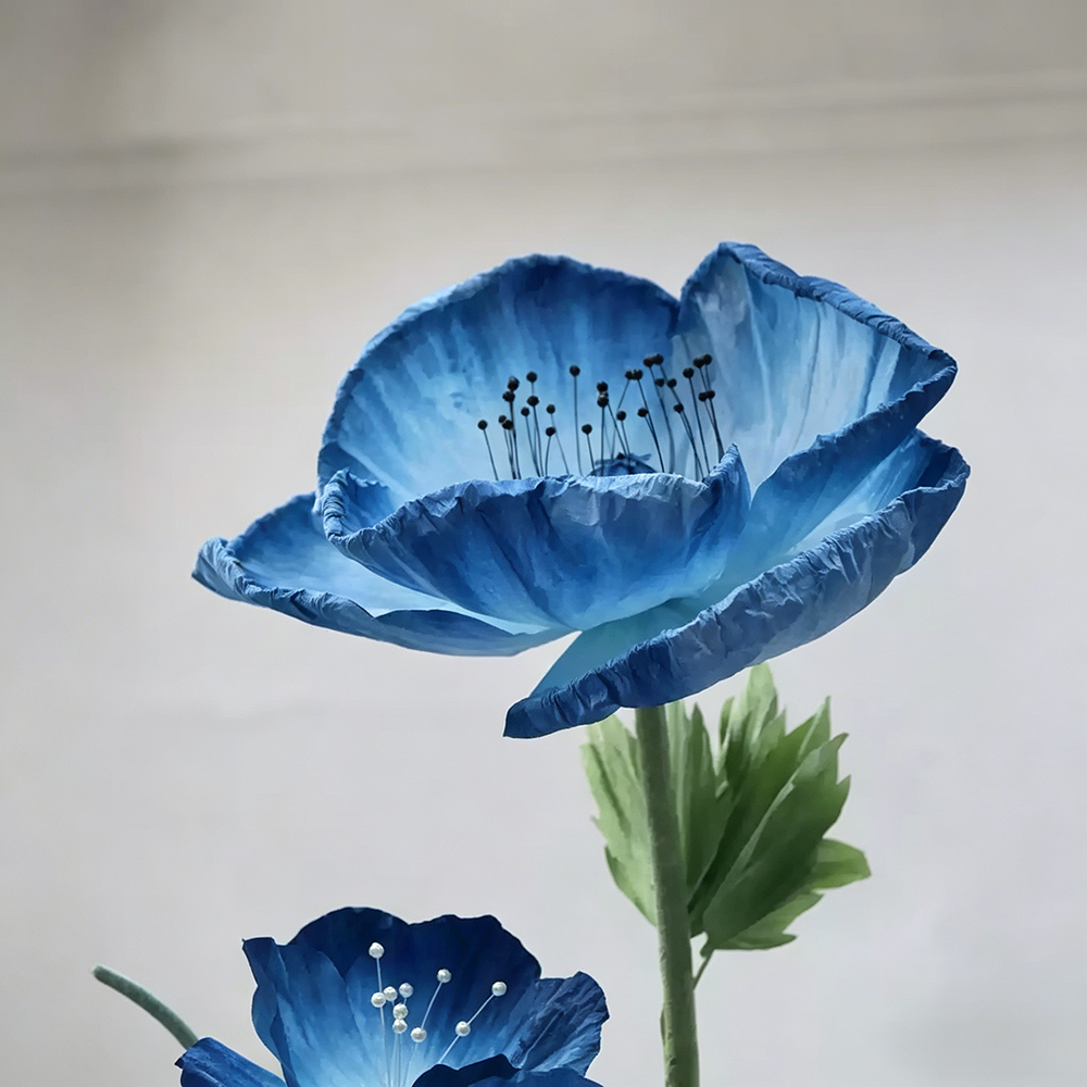 Flowerva Azure Poppy Bloom Premium Decor