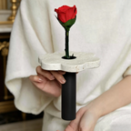 Premium Single Eternal Rose Yellow Travertine Handheld Vase Gift Box