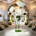 Flowerva White Rose Verdant Cluster Premium Decor