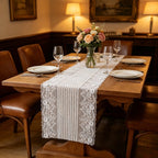 Flowerva  Vintage Black Lace Table Runner — Elegant French Gothic Style