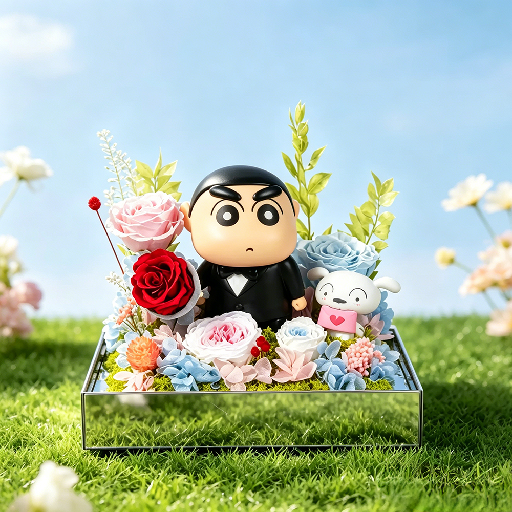 Flowerva Crayon Character Preserved Flower Box Premium Decor