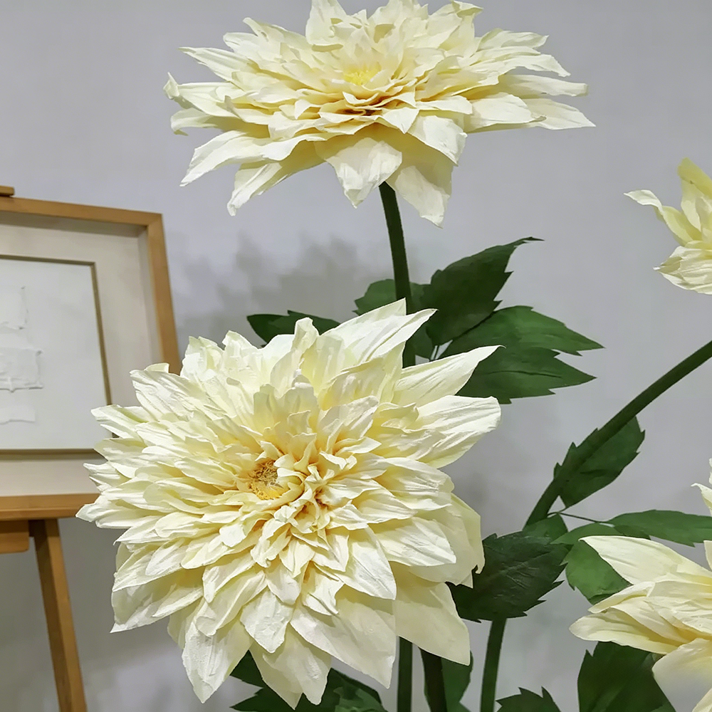 Flowerva Cream Dahlia Bloom Premium Decor